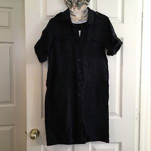 100% Linen Black Safari Dress Banana Republic